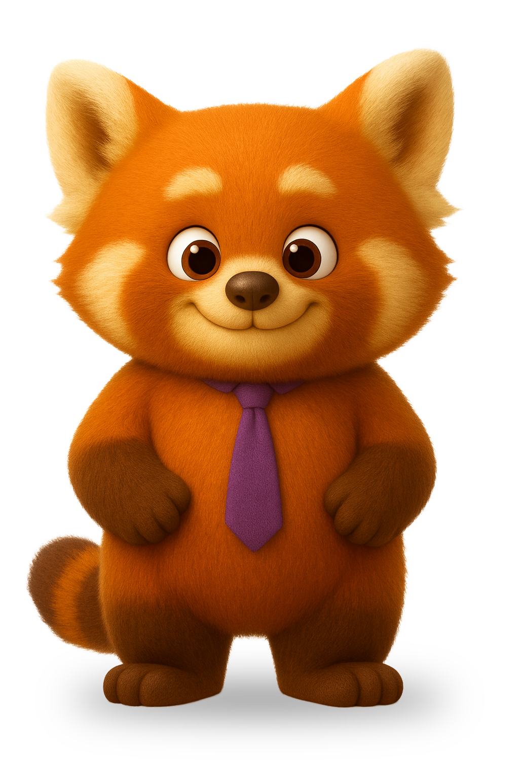 Emile, le panda roux porte une cravate violette